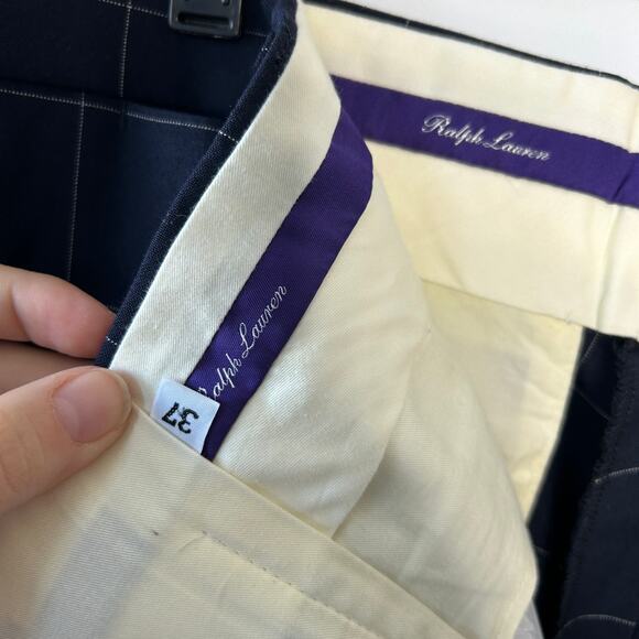 RALPH LAUREN Purple Label Windowpane Dress Pants Mens Size 37 Business Trousers - Picture 10 of 11